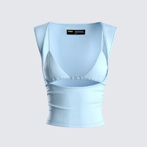 Finesse Baby Blue Cut out Top
